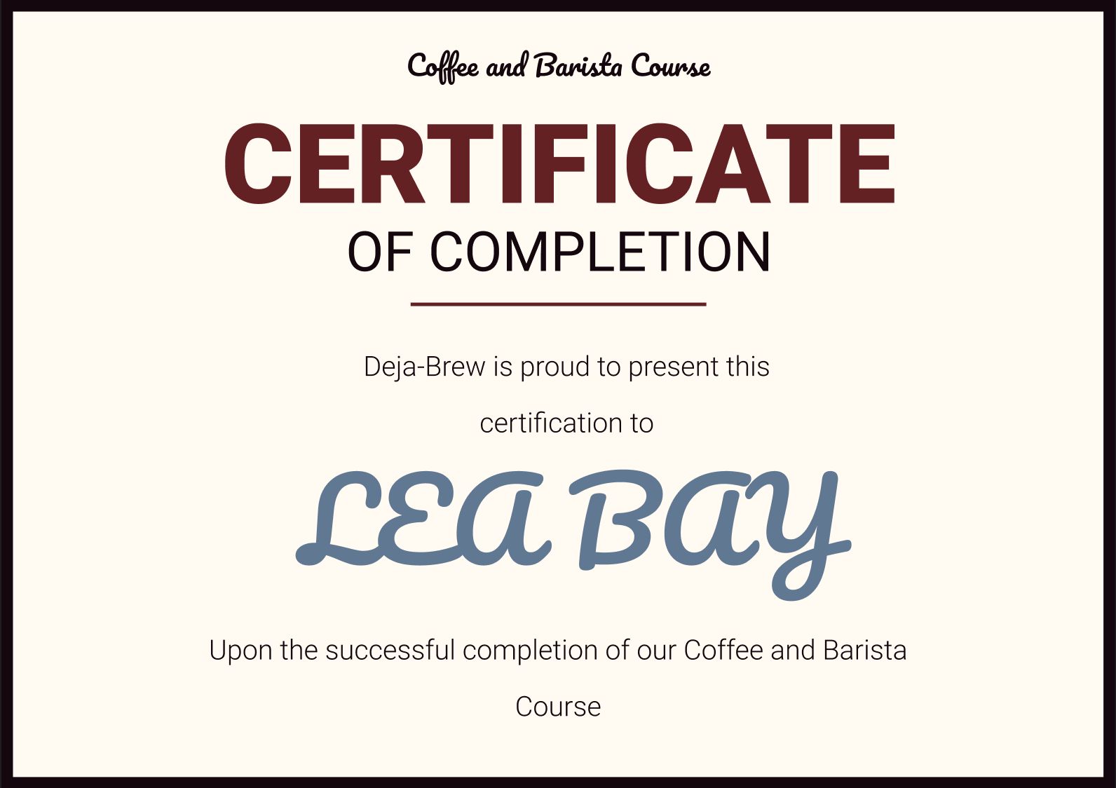 Certificate of Completion